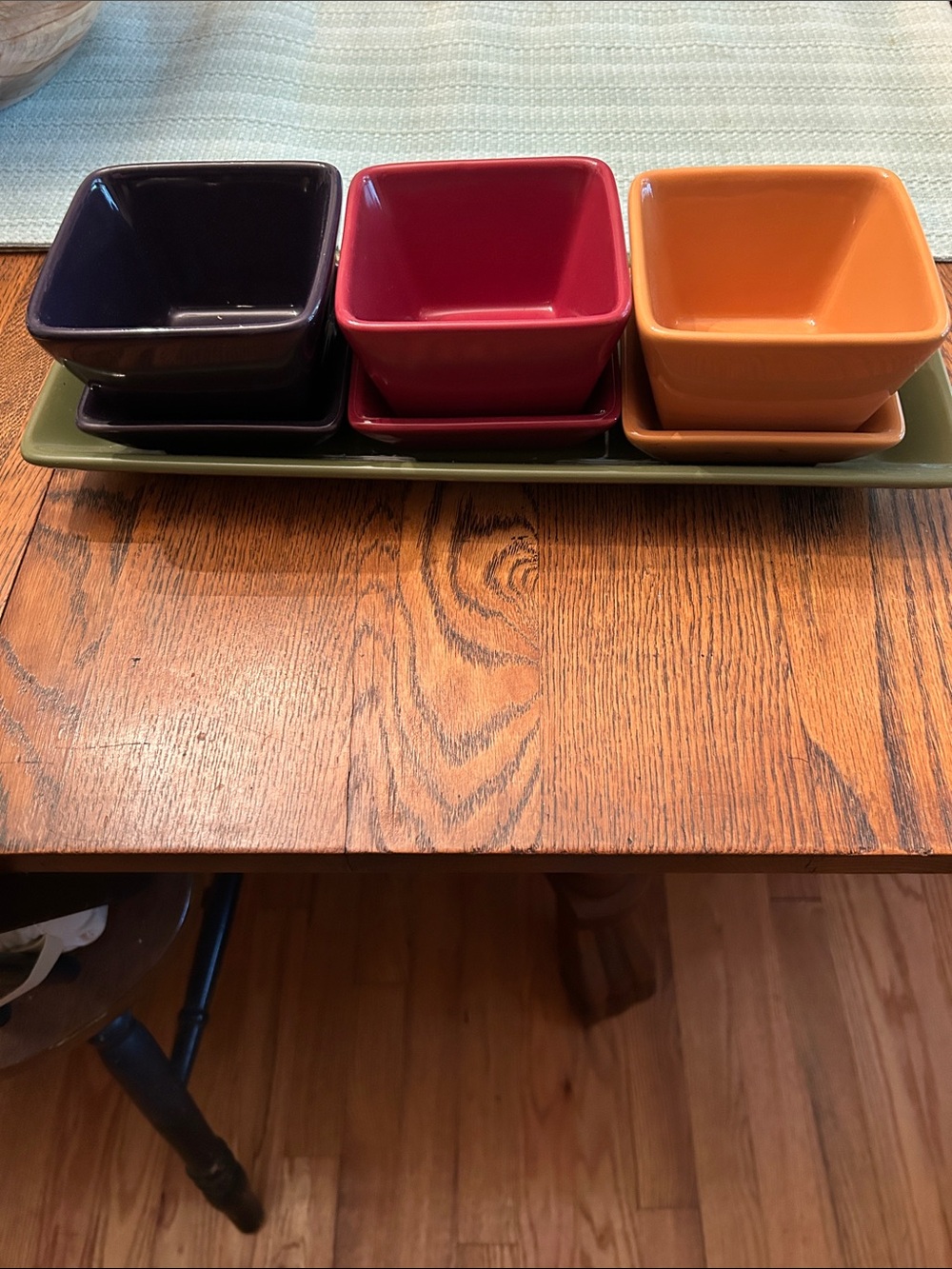 PamperedChef “Simple Additions”3Cubes-3saucers-1tray . Red/green/purple/gold=7pc